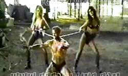 Two angelic Babylon X dominatrixes are having a chained slave!