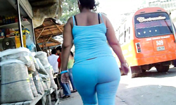 Amateur ebony in blue outfit have a sweet big booty