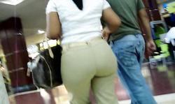 Sweet big booty amateur spotted in very tight green pants