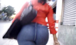 Lady with massive round booty looks incredibly sexy in close-up