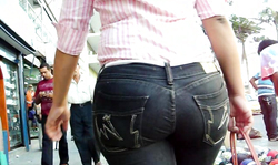 Truly stunning big booty babe in tight black pants