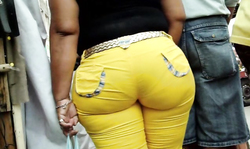 Amazingly hot lady with an awesome big booty in yellow pants