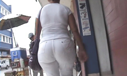 Babe in shiny white outfit is having a really sweet big booty