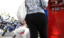 Hot lady in free black pants is having a fuckable big booty