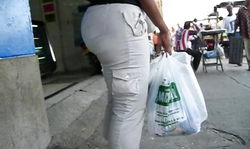 Good-looking big booty chick in grey pants is getting spotted on hidden cam