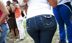 Natural big booty and tight blue jeans is a truly perfect mix