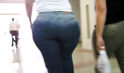 Spotted two godlike big booties in very tight pants