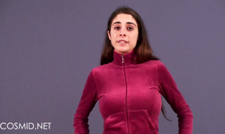 Sporty Cosmid brunette undresses and shows natural tits