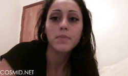 Excited Cosmid brunette have awesome saggy boobs and innocent look