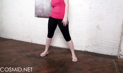 Amazingly sweet Cosmid yoga girl goes topless during the workout