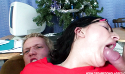 Dick-loving secretary Creamed On Glasses by her colleagues