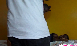 Cheating amateur ebony fucked by two big black boners