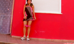 Angelic young hooker Emily 18 undresses outdoors with pleasure