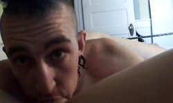 Licking and sucking a wide-opened pussy of a sexy amateur brunette