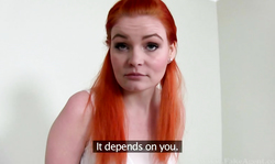 Pigtailed redhead girl is showing off her massive ass