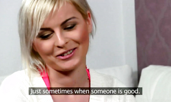 Bleached cutie is slowly undressing in the video by Fake Agent