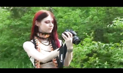 Bitchy skinny Liz Vicious gets naked right in the forest