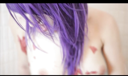 Purple-haired Cherry Crush slides a dildo in her wet muff