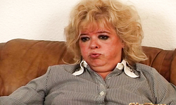 Slutty granny gives a blowjob and rides a boner in cowgirl pose