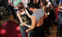 Fully clothed chicks are sucking tasty cocks on the party