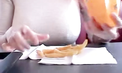 Awesome-looking redhead Queeny Love eats sperm with passion