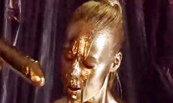 Busty golden cutie Queeny Love is blowing a precious cock