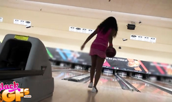 Watch how black beauty with curly hair is sucking his cock