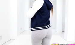 Big-breasted schoolgirl shows off her pretty fuckable booty