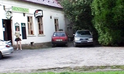 Two men are giving a nice DP dose for a short-haired redhead slut