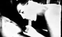 Awesome-looking Retro brunette performs a really deep blowjob