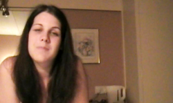 Black-haired busty brunette jerks off a hard boner