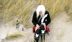 Bleached UK Flashers chick stimulates her tight crack with passion