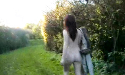 Awesome-looking UK Flashers lady is playing with her purple toy