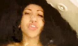Exotic long-haired ebony reached an underwater orgasm