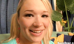 Sweetest blondie girlfriend blows a fat cock and gets nicely drilled