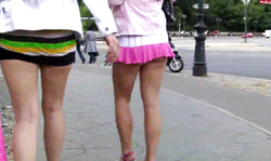 Playful Aische Pervers is pissing right in the public place