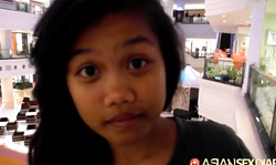 Cutest Asian brunette with big eyes gets drilled in the bed