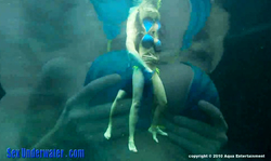 Sensual underwater blowjob by a cock-loving brunette