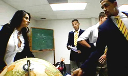 Slutty MILF teacher fucks with a lustful student in the classroom