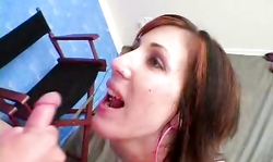 Dick-loving busty chick performs a passionate blowjob