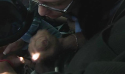 Nerdy cutie Brandi Belle blows a wiener with love