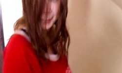 Red pullover cannot cover giant tits of Terry Nova