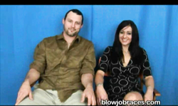 Horny raven-haired lady and a big dick in her mouth