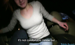 Stunning chick is showing off her boobies in the video by Public Agent