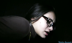 Astonishing nerdy chick kneeling and swallowing tasty dick