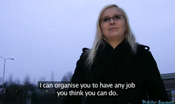 Perverted blonde teen in galsses giving amazing head on camera