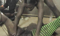 Oiled beauties with long legs are showing their black butts