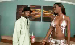 Leggy 40oz Bounce ebony Milan Sterling is swallowing a juicy BBC