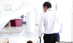 Submissive teen slut Casana Lei is giving a hands free blowjob