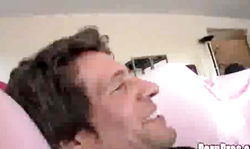 Nerdy brunette Angel Jay is blowing a tasty Jurassic Cock